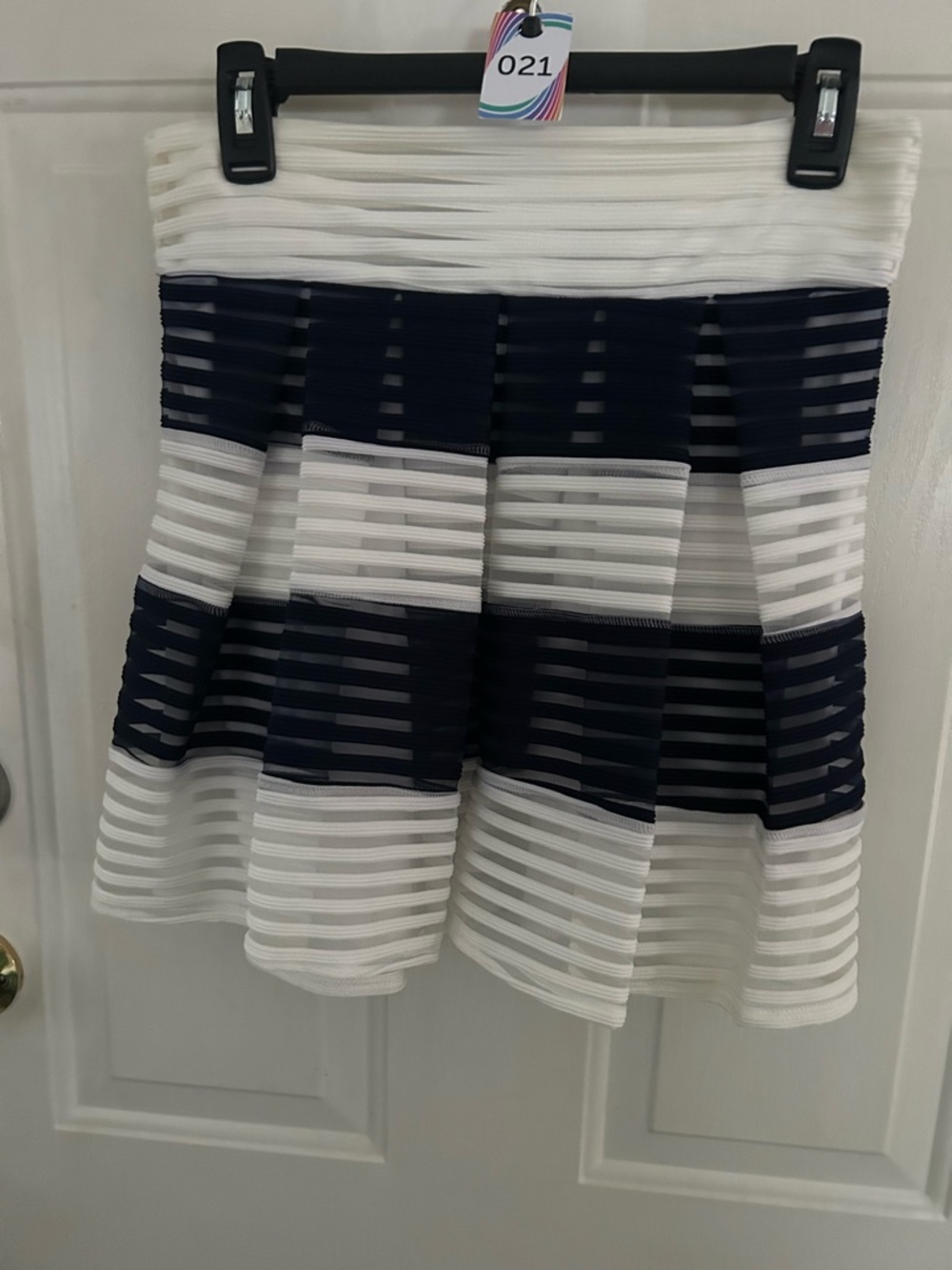 Navy and White Striped Circle Skirt